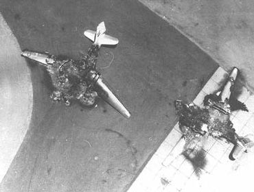Egyptian planes destroyed in Sinai air bases on the first day of the war. 

Photo: Israel National Photo Archive
